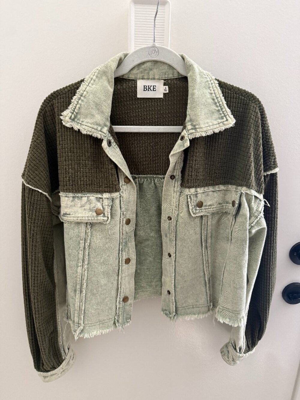 Green Crop Button-Up Jacket